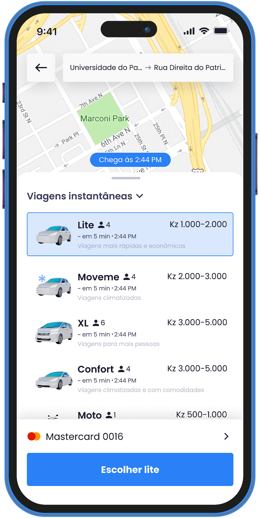 Aplicação Moveme no telemóvel