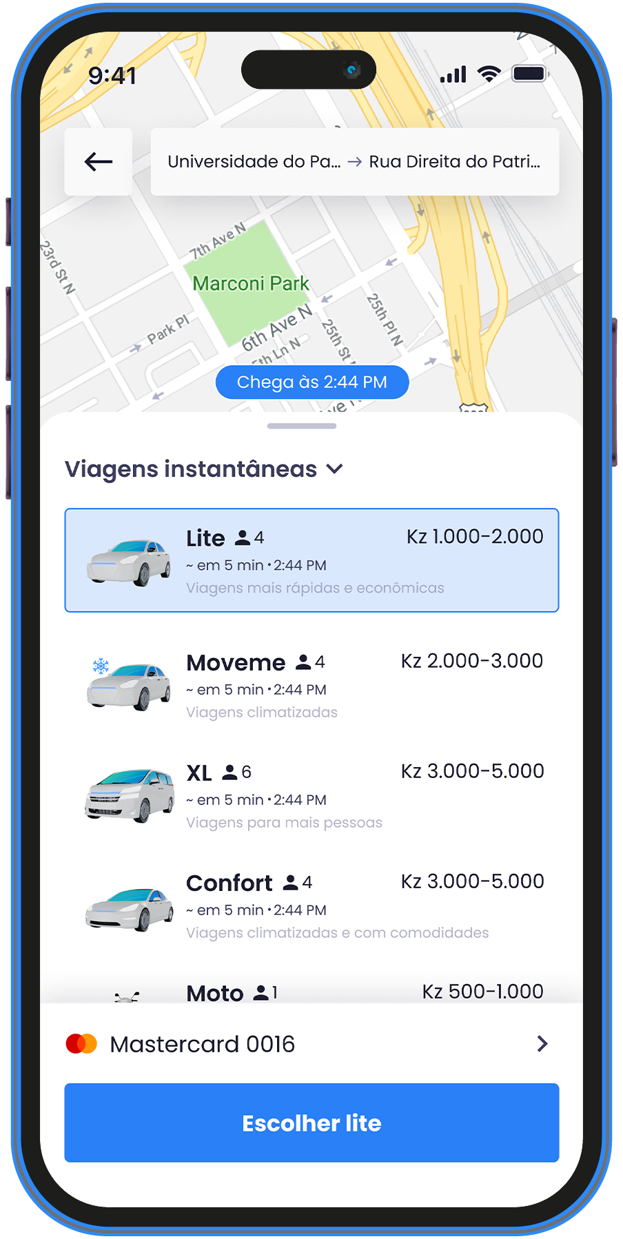 Aplicação Moveme no telemóvel